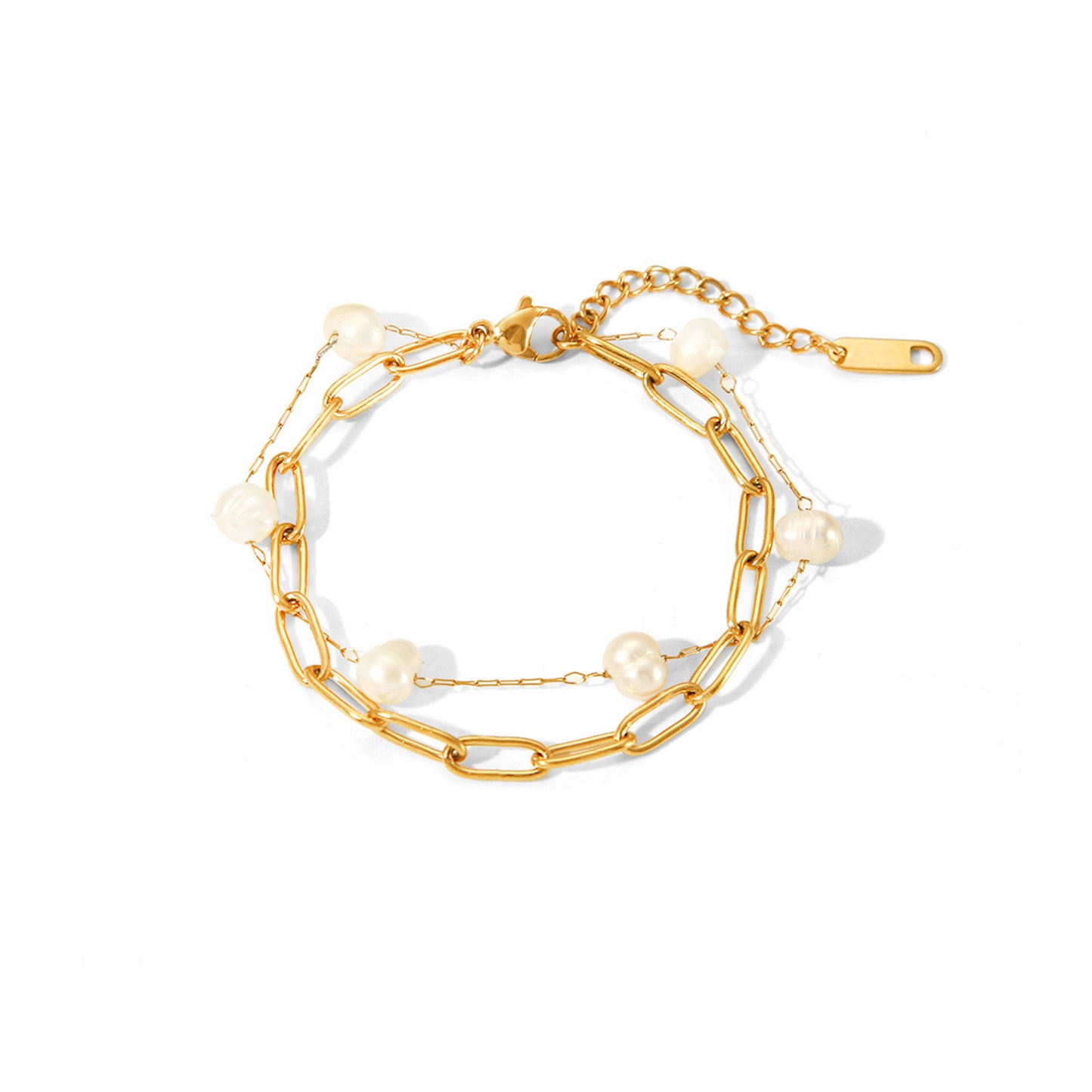 Pearl Gold Chain Bracelet