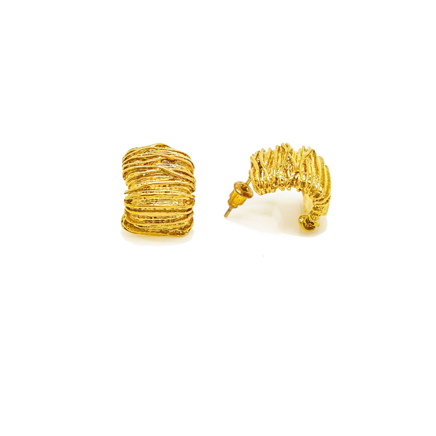 Textured Striped Gold Earrings