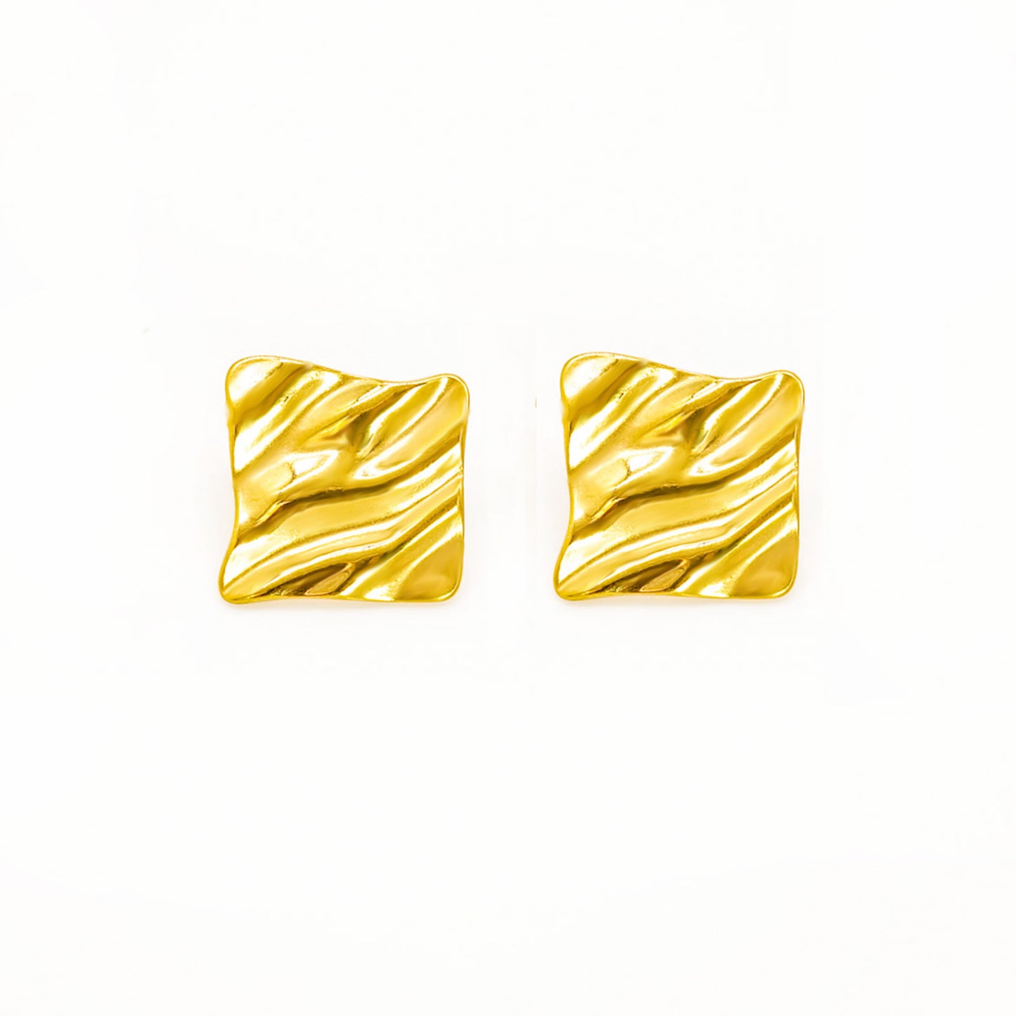 Square Wave Gold Earrings