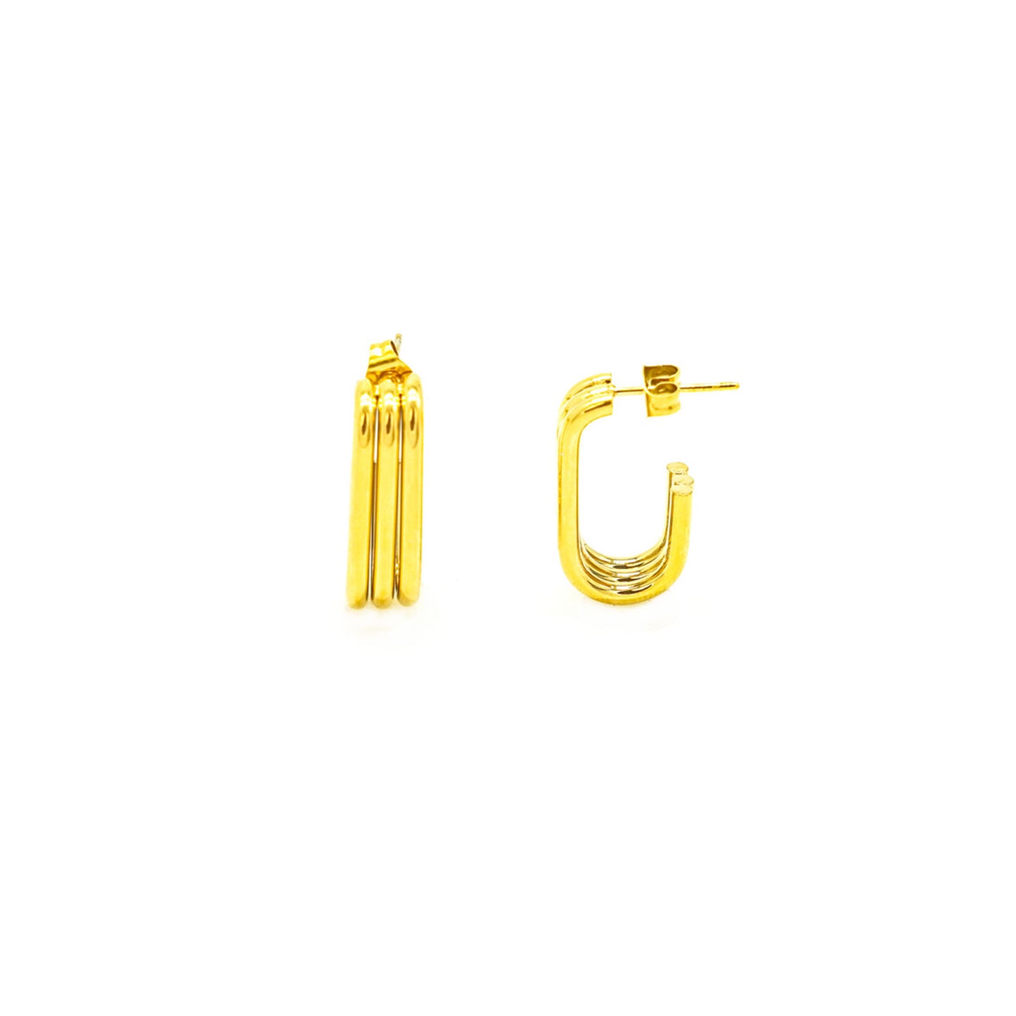 Square Loop Gold Earrings