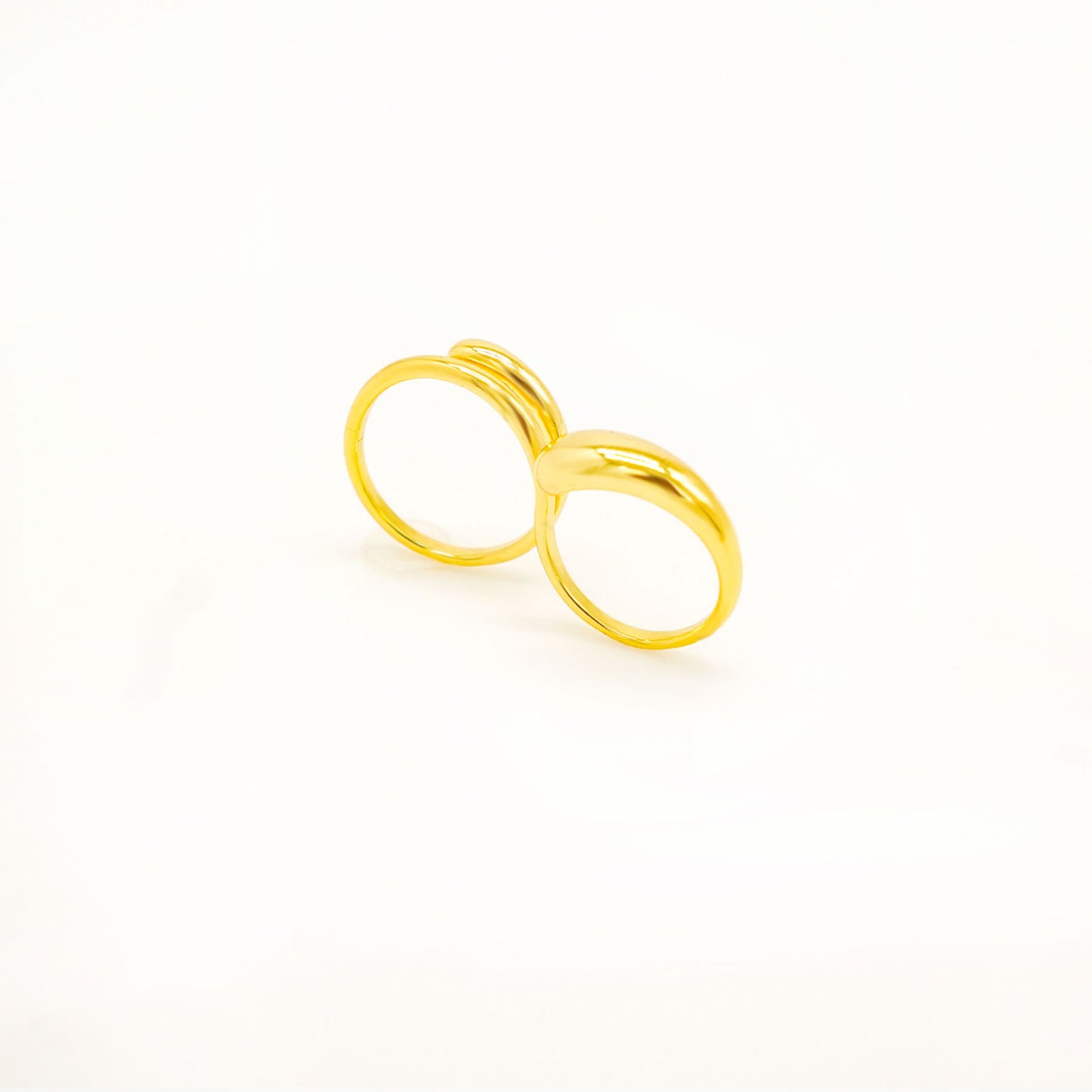 Wave Gold Plated Two Fingers Rings