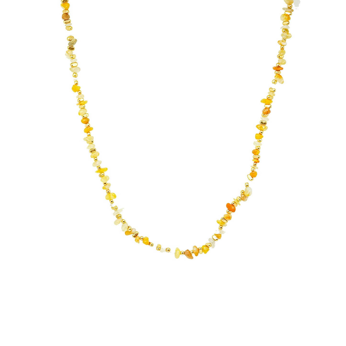 Natural Stone Bead 18K Gold Necklace