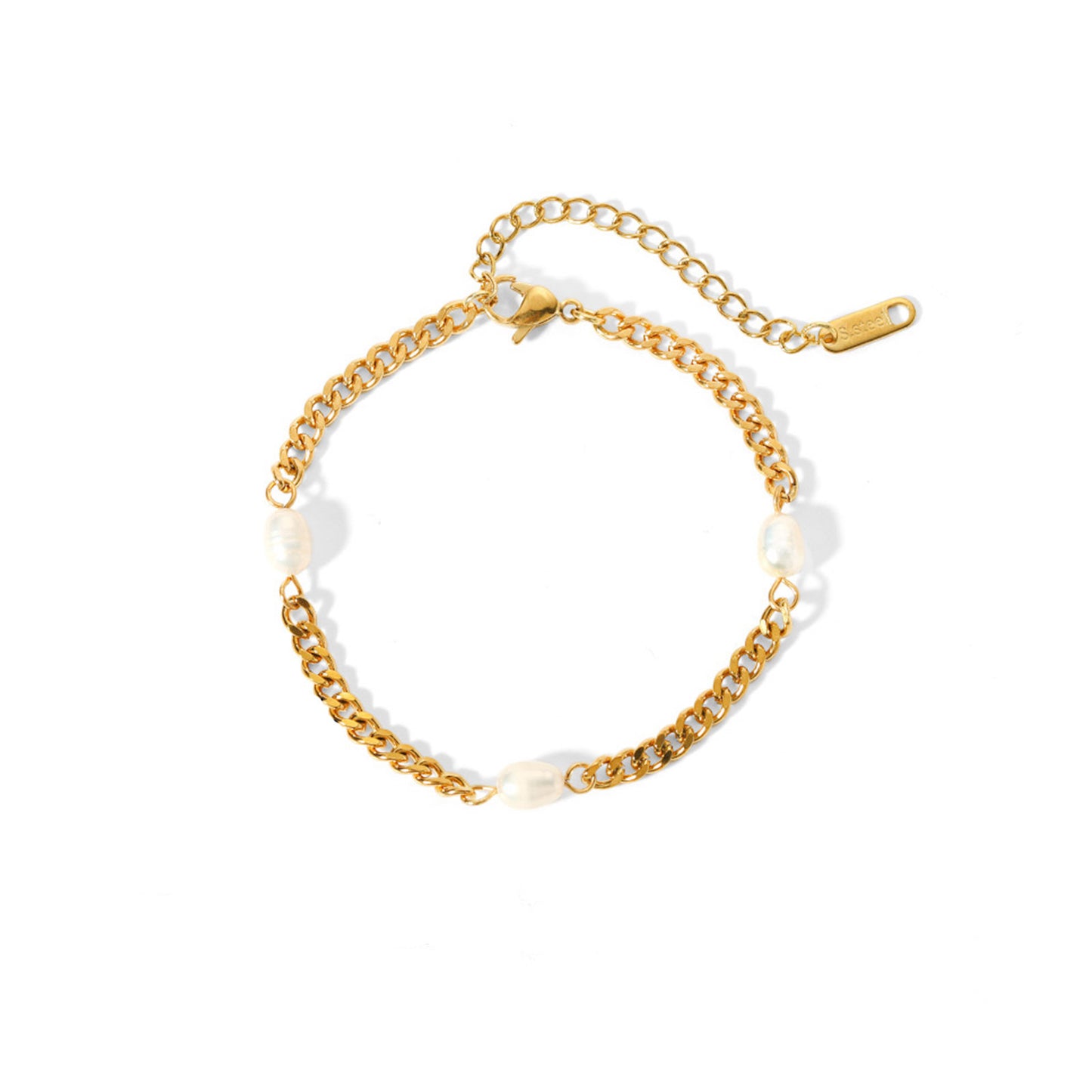 Pearl Gold Chain Bracelet