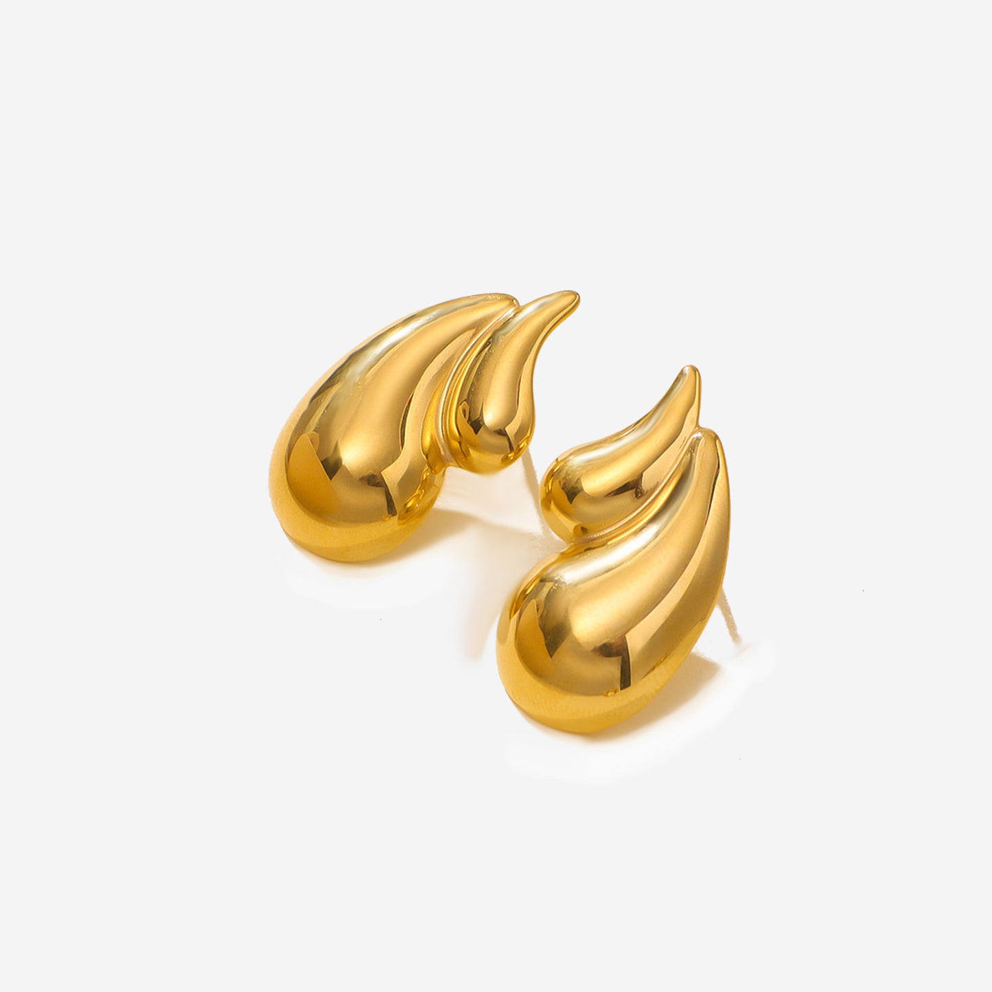 Double Water Drop Gold Earrings