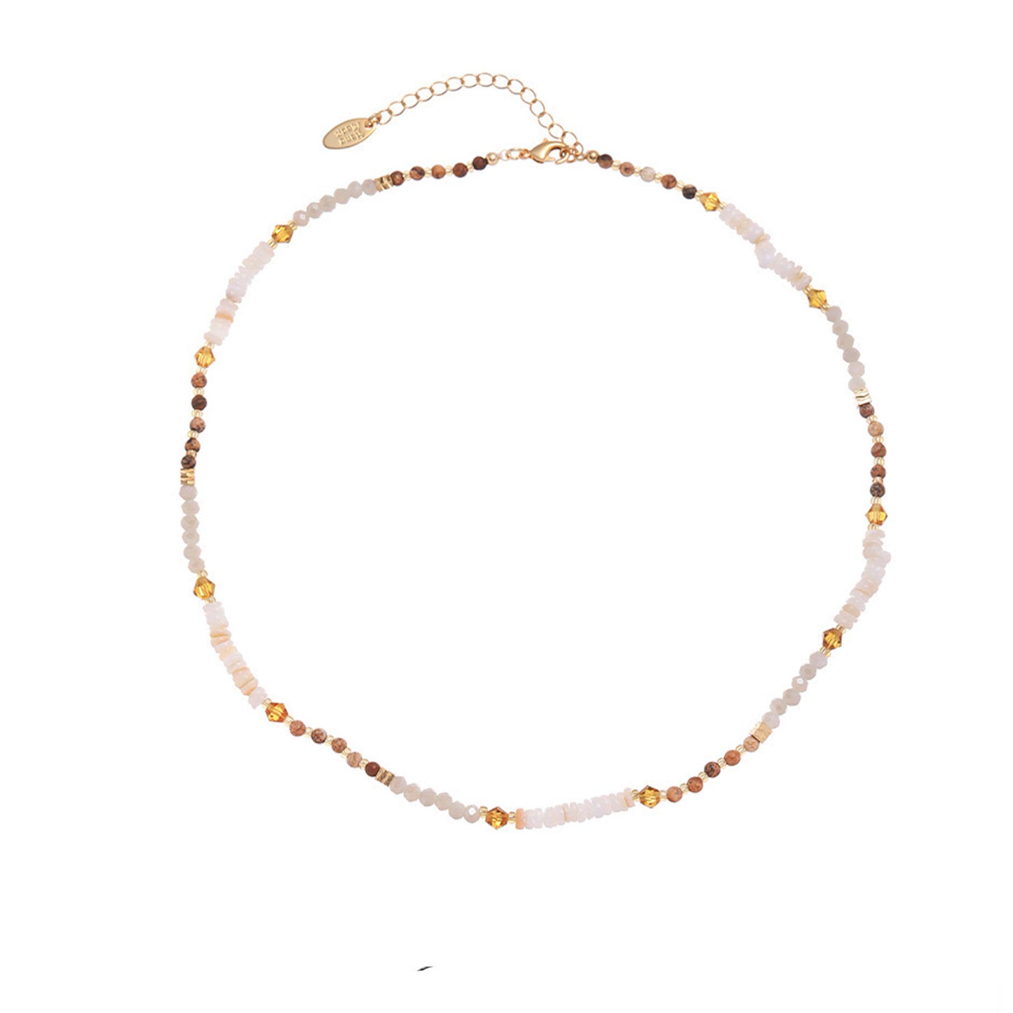 Natural Stone & Pearl Bead 18K Gold Necklace