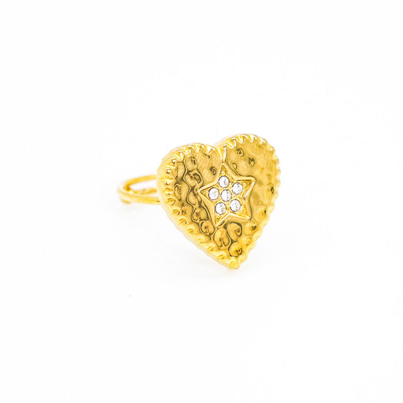 Starry Heart Gold Ring