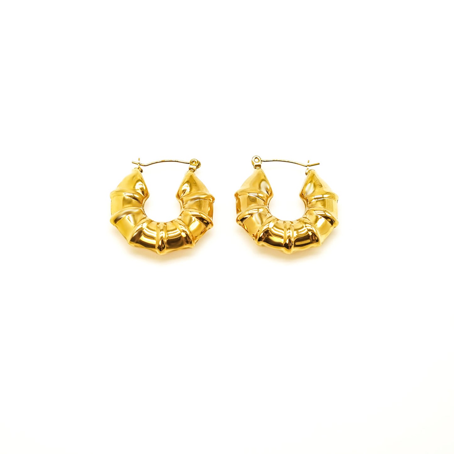 Gold Bamboo Hoops Earrings