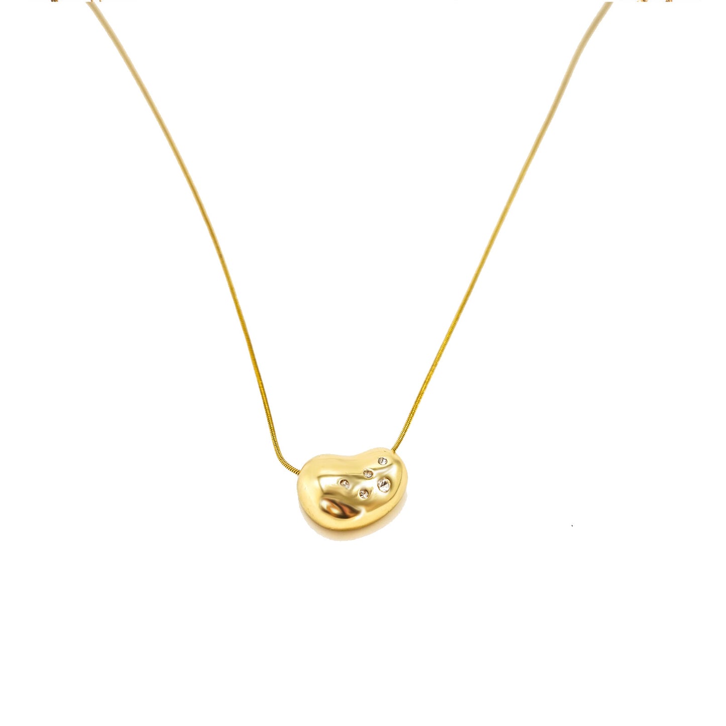 Diamond Cobble Pendant Gold Necklace