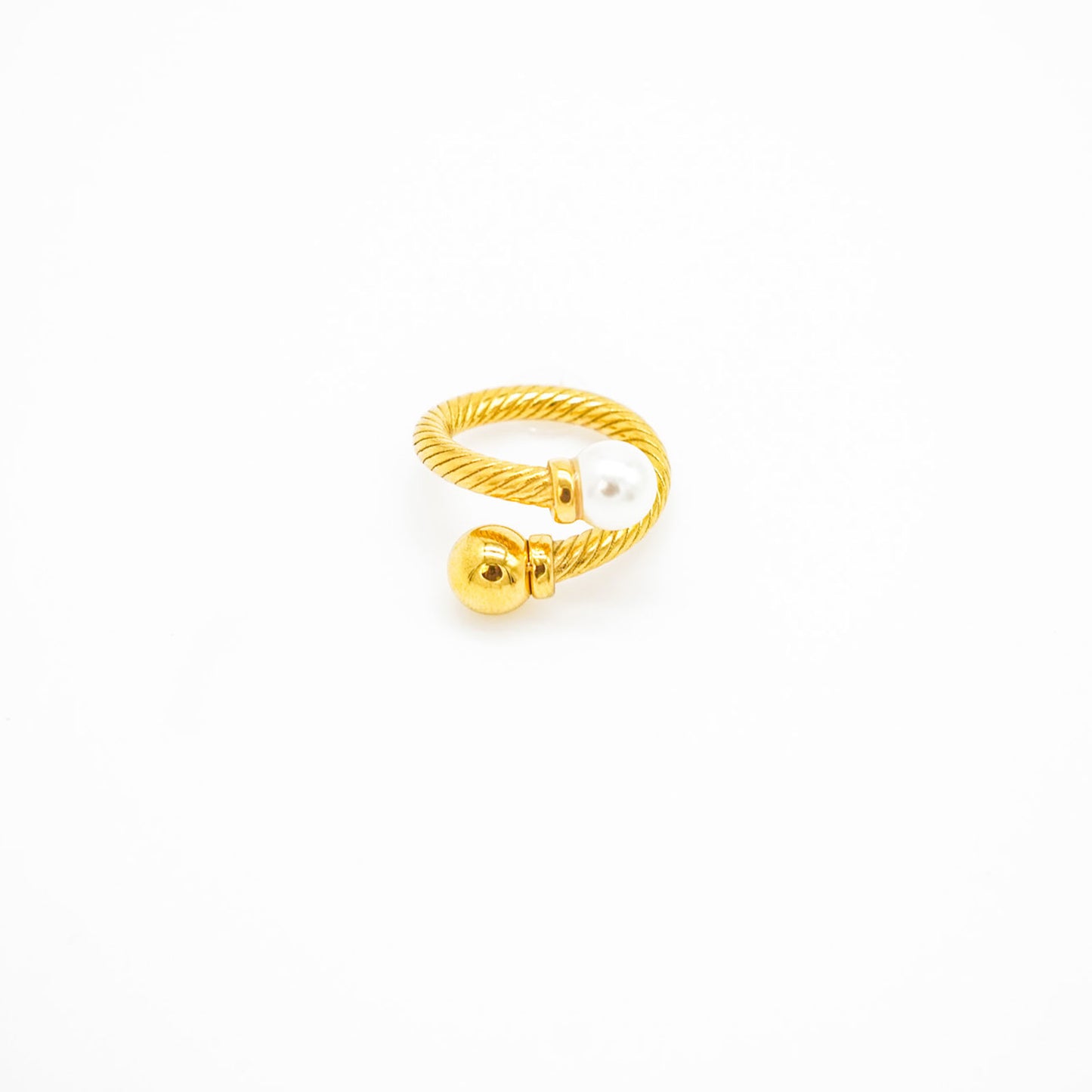 Twisted Pearl Gold Ring