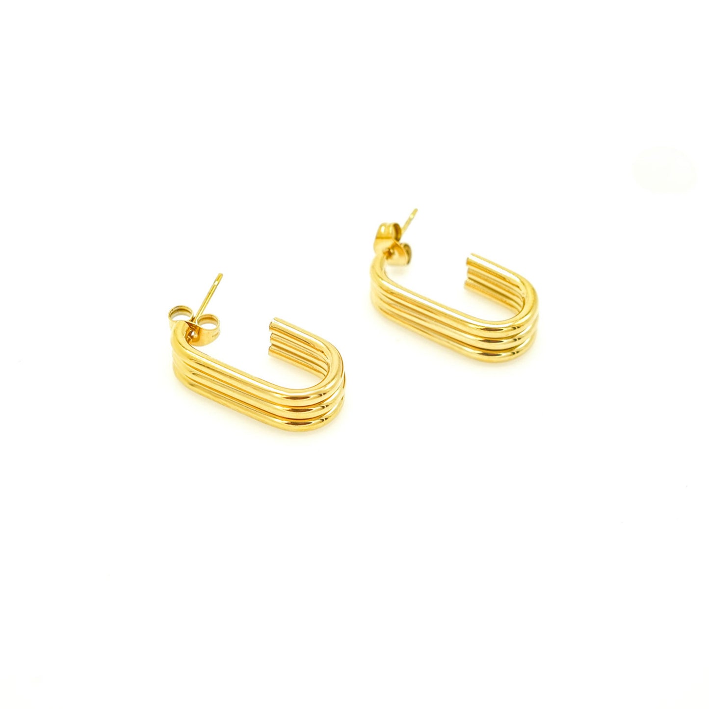 Square Loop Gold Earrings