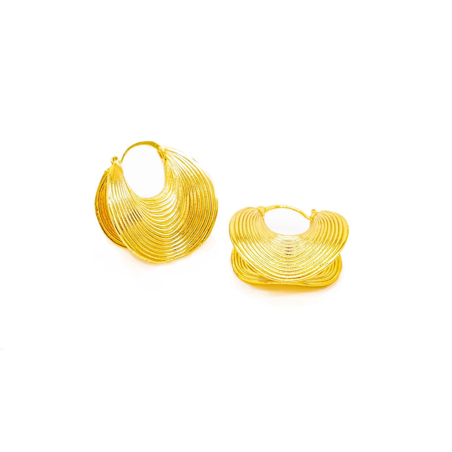 Basket Hoop Gold Earrings