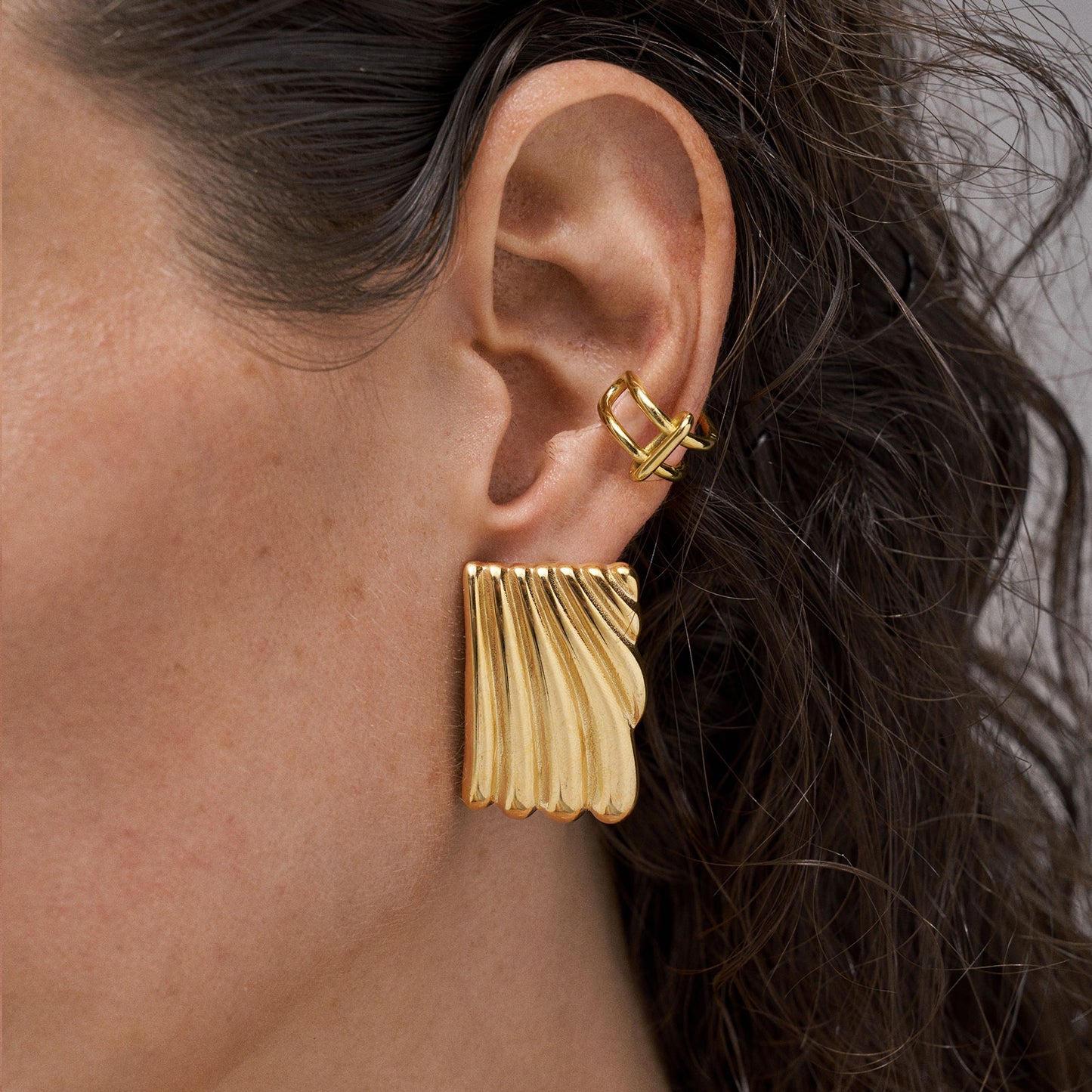 Sunnie Fluted Gold-Plated Drop Earrings