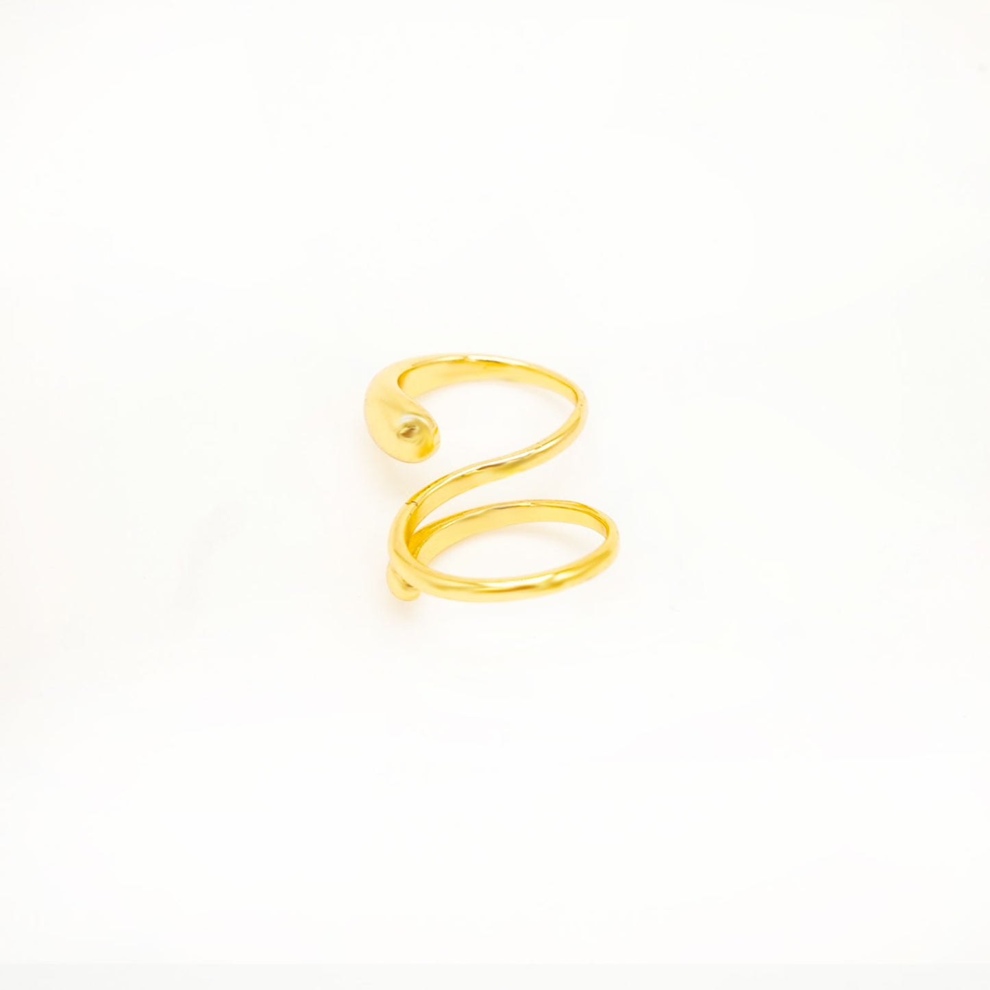 Wave Gold Plated Two Fingers Rings