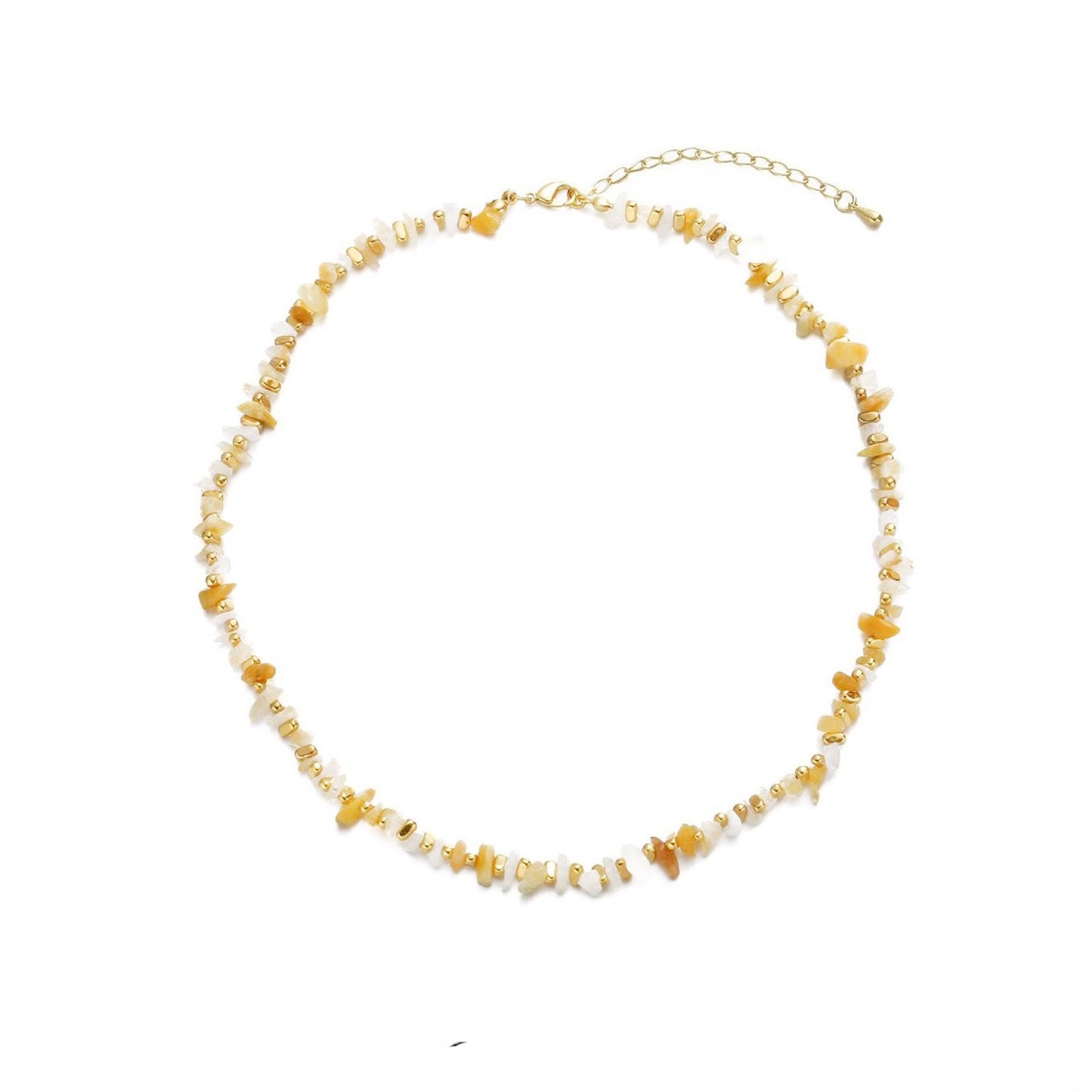 Natural Stone Bead 18K Gold Necklace