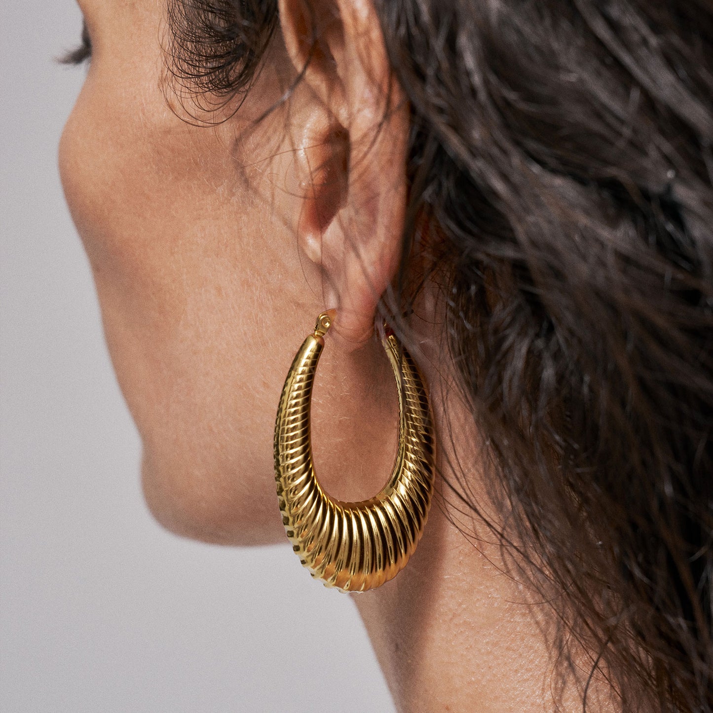 Sea Shell Hoop Gold Earrings