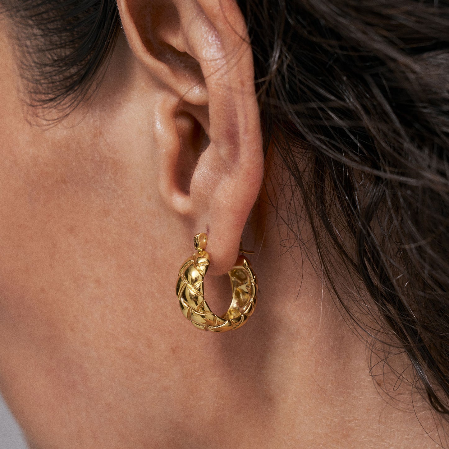 Crossy Hoops Gold Earrings