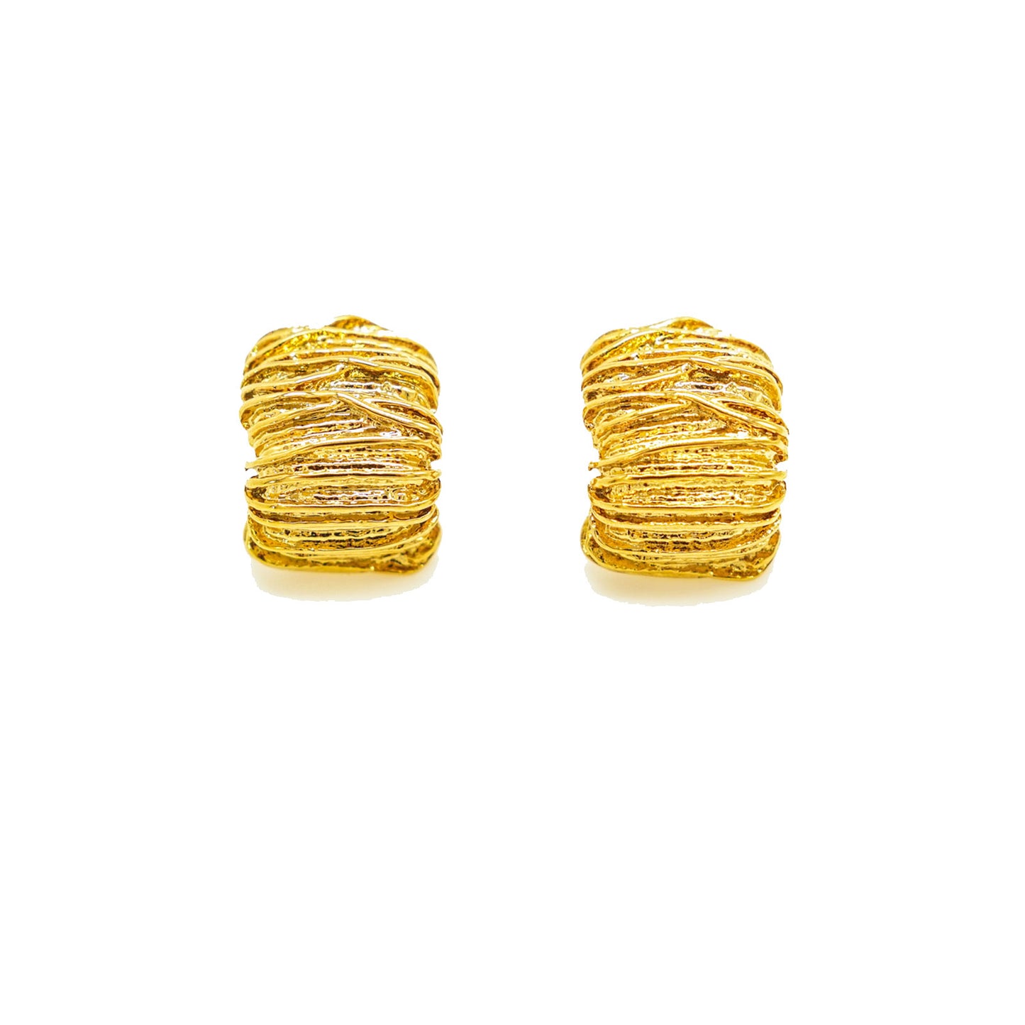 Textured Striped Gold Earrings