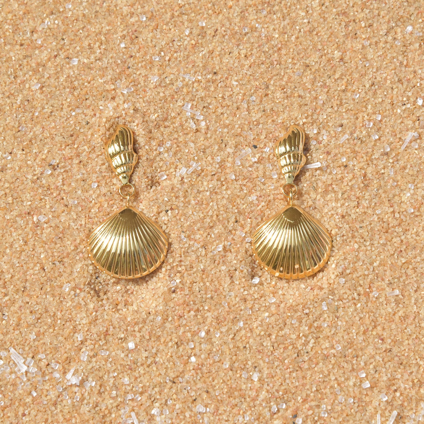 Shell Pendant Gold Earrings