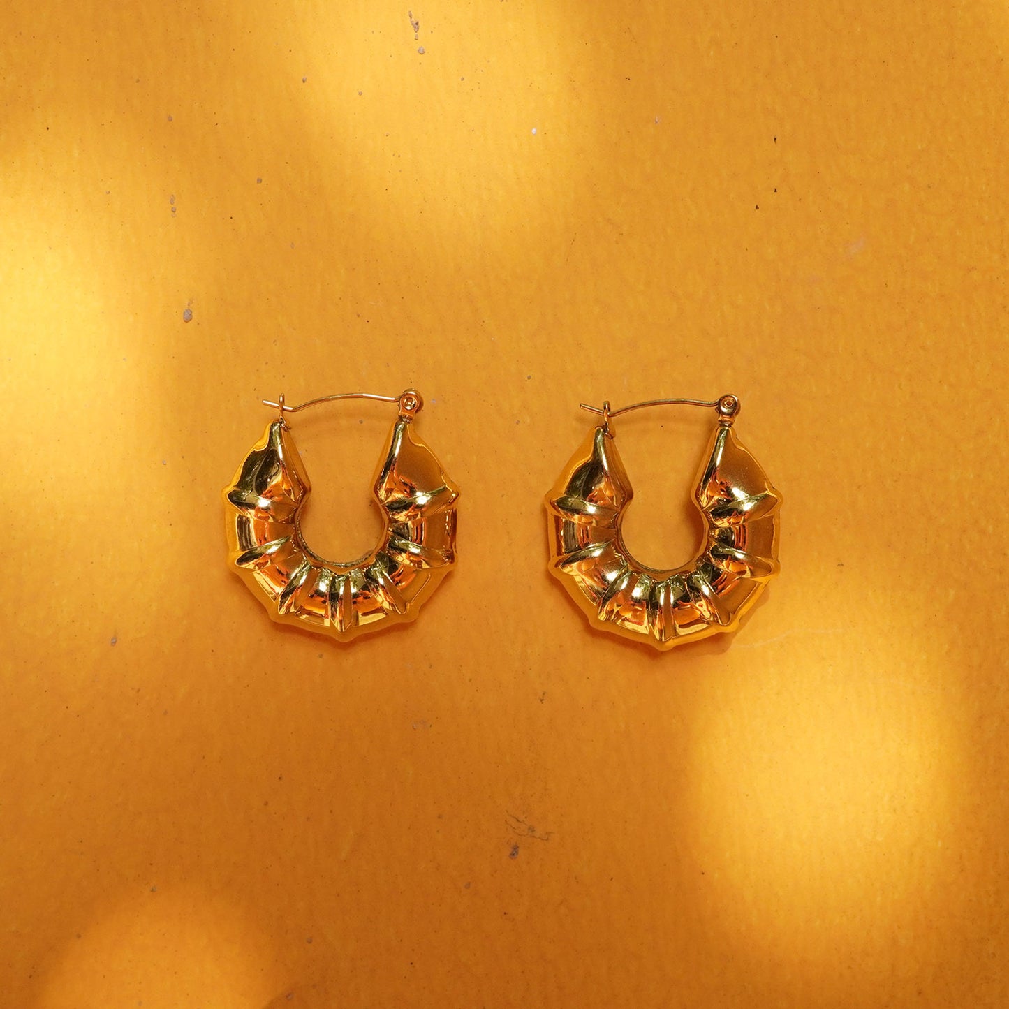 Gold Bamboo Hoops Earrings