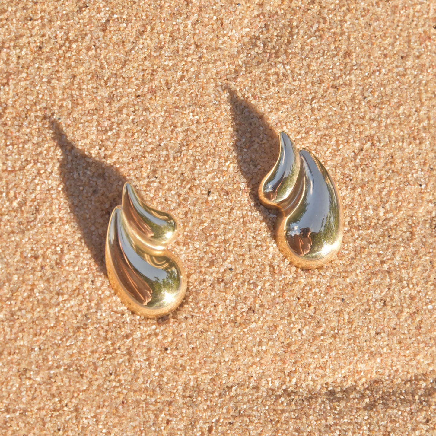 Double Water Drop Gold Earrings