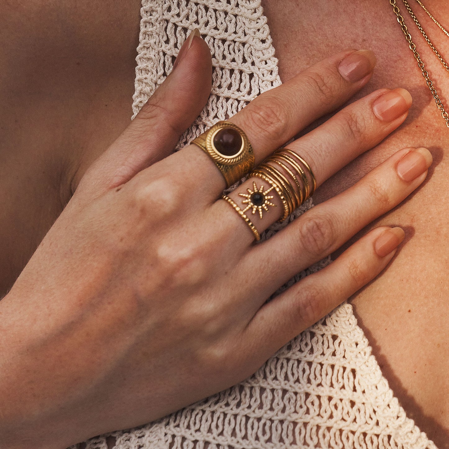 Tiger Eye Gold Plated Ring