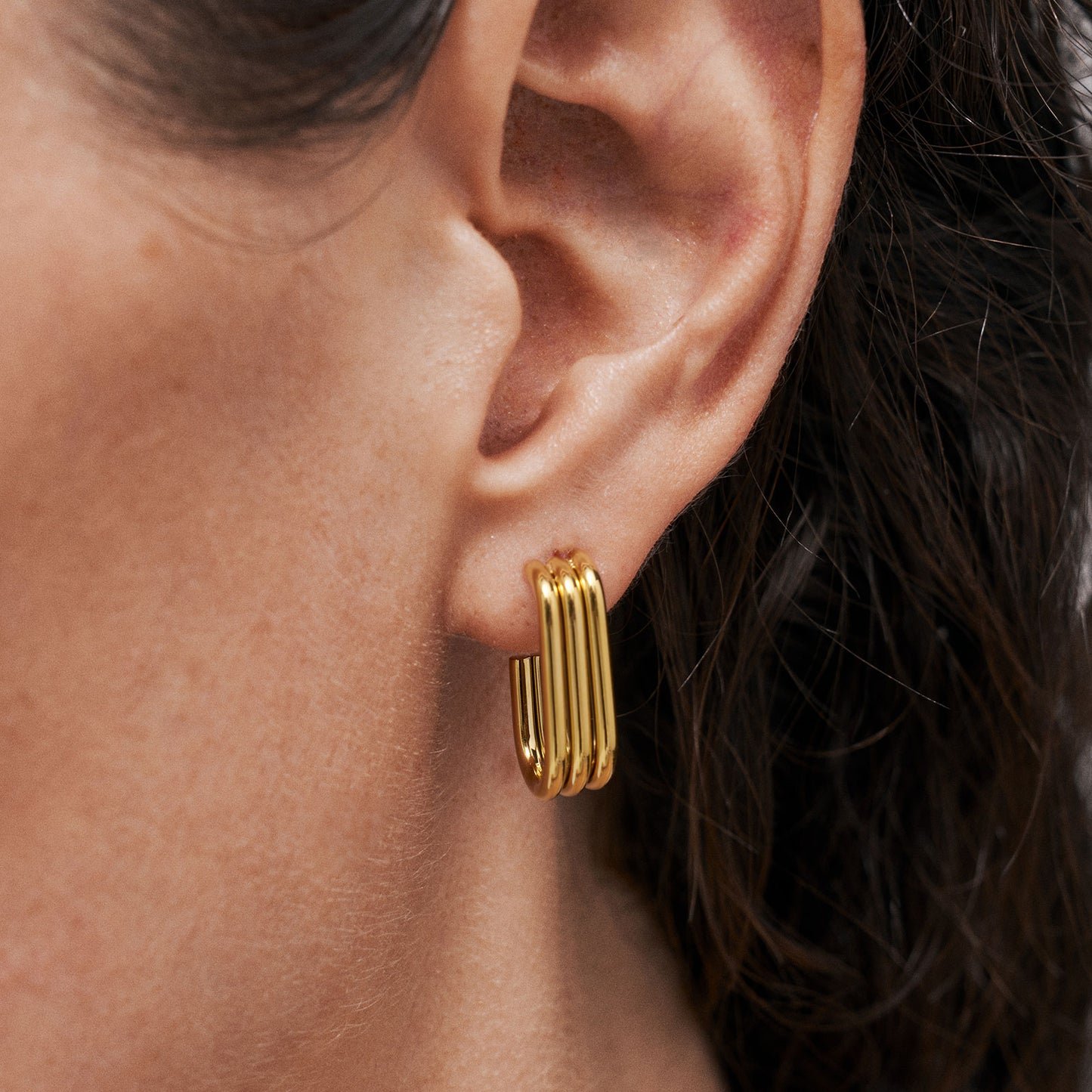 Square Loop Gold Earrings