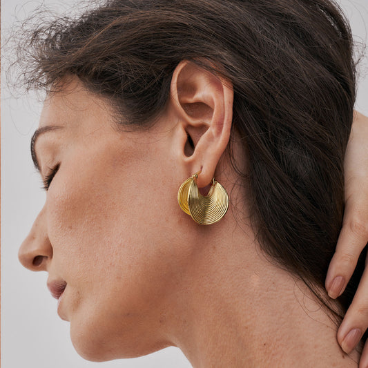 Basket Hoop Gold Earrings