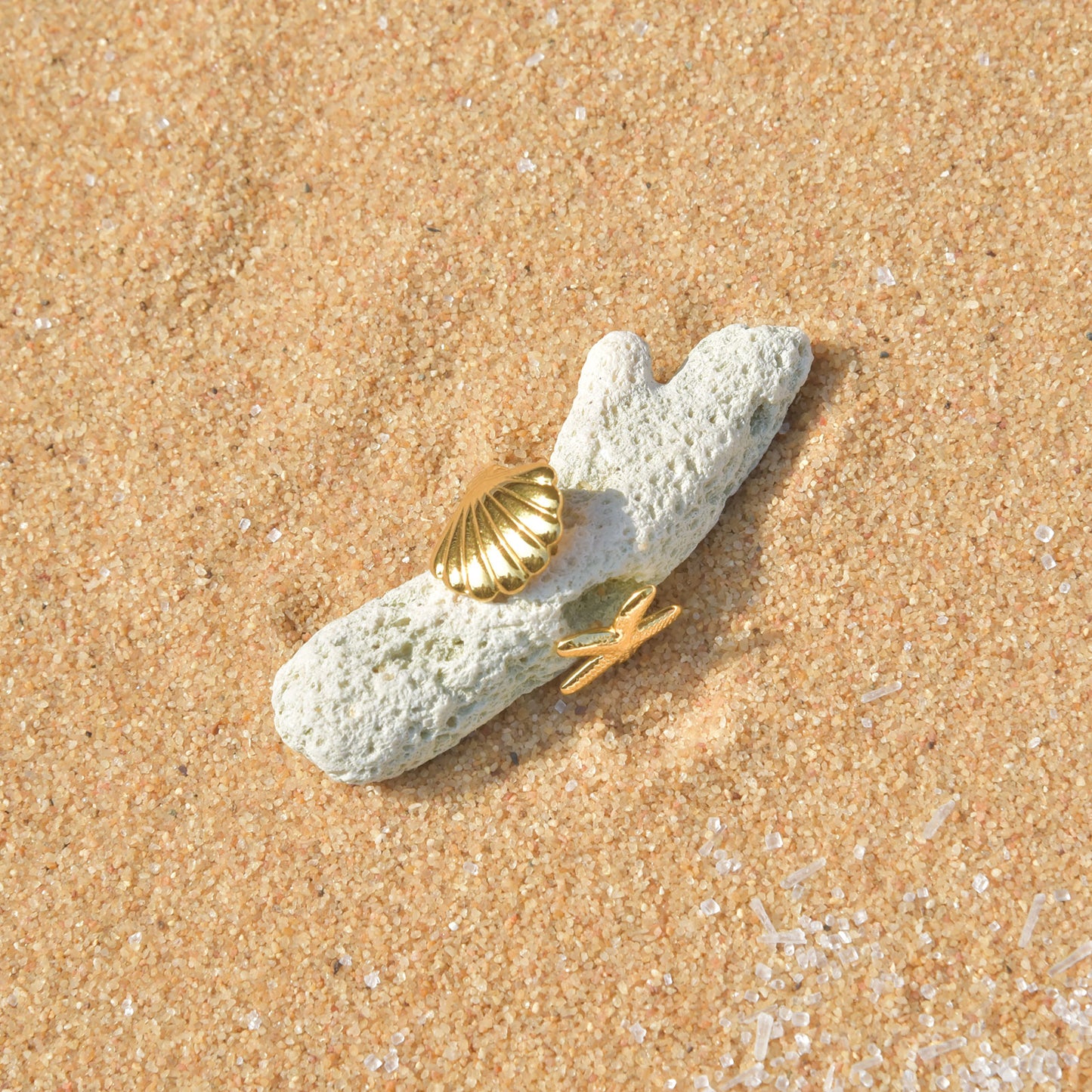 Sea Star & Shell Gold Ring