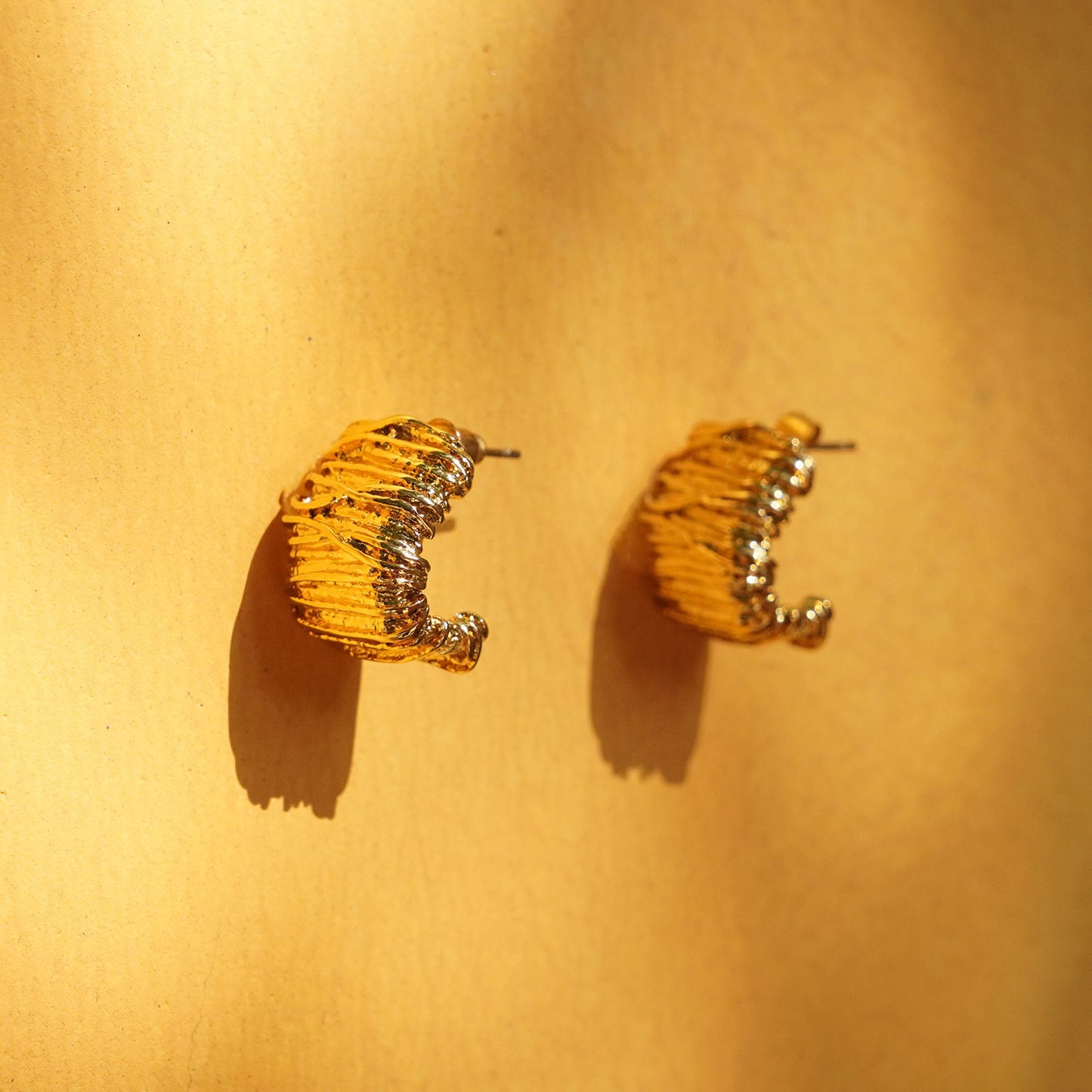 Textured Striped Gold Earrings