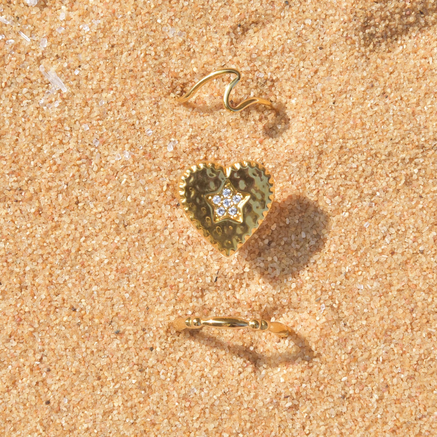 Starry Heart Gold Ring